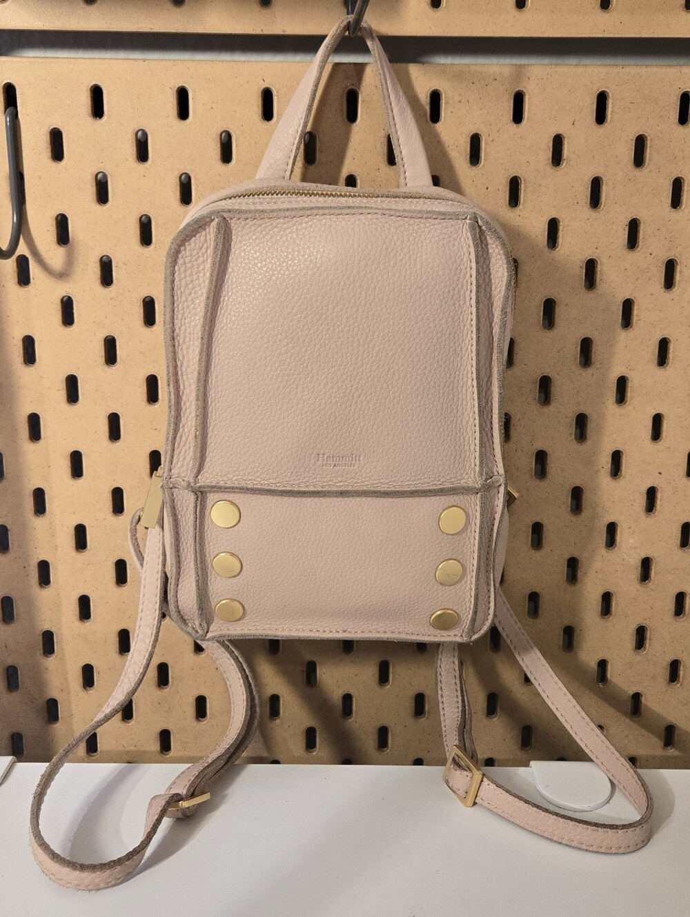 Hammitt Hunter Mini Backpack Paloma Pink Pebbled Leather Gold Rivets Travel